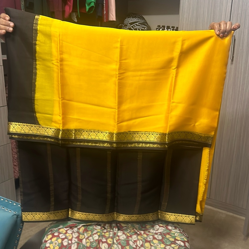 Black and yellow saree
